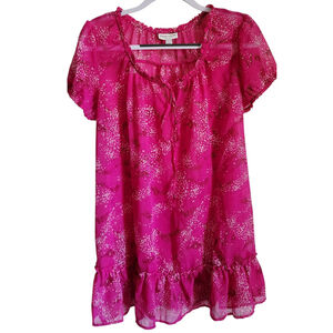 Liz Lange Maternity Sheer Pink Cap Sleeve Blouse Top Women's L NWT